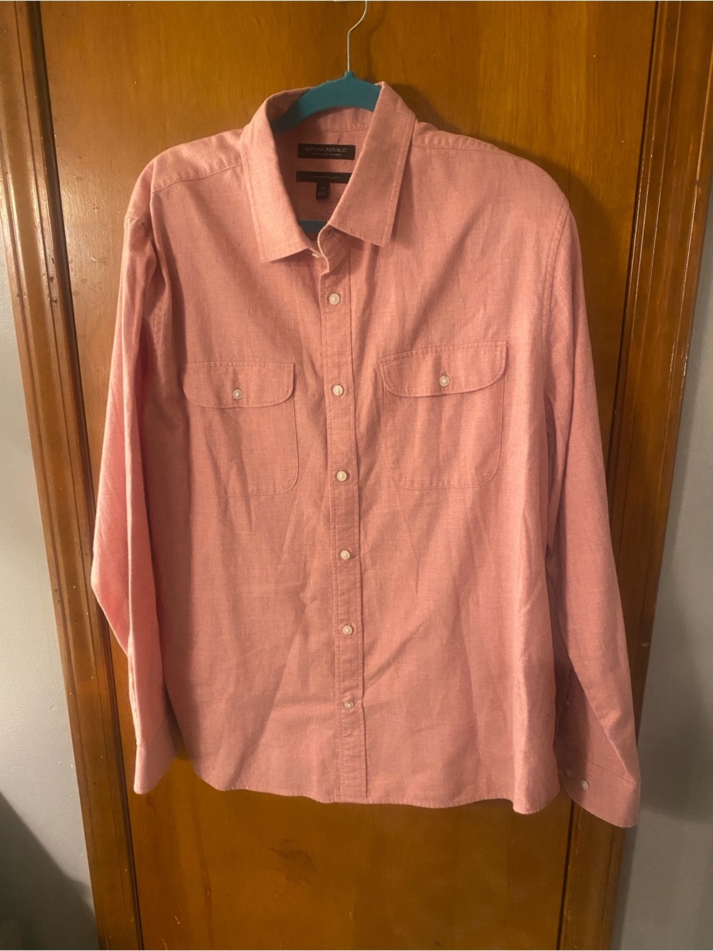 Banana Republic Men's Coral Button-Down Flannel Shirt